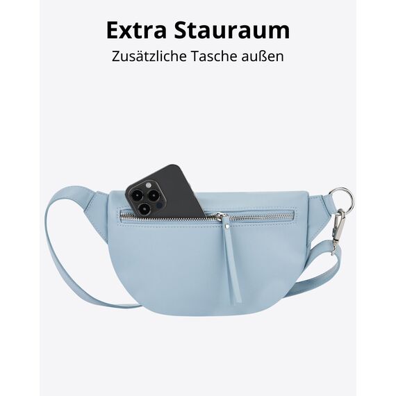 Expatrié Bauchtasche Damen Hellblau - Alice Small - Gürteltasche für Festival, Reisen & Alltag aus Veganem Leder - Brusttasche Stylisch - Wasserabweisend