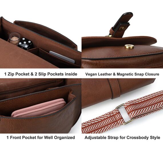 AFKOMST Umhängetasche für Damen Kleiner Beutel und Schultertasche Vintage Sattel Handtaschen Veganes Leder, Small