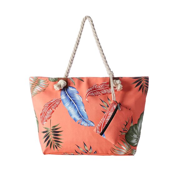 DonDon große Strandtasche XXL mit Reißverschluss - Umhängetasche Damen - große Badetasche für Urlaub vielseitige Shopper Tasche Damen für Strand Urlaub Must Haves Beach bag - Flashy Leaf