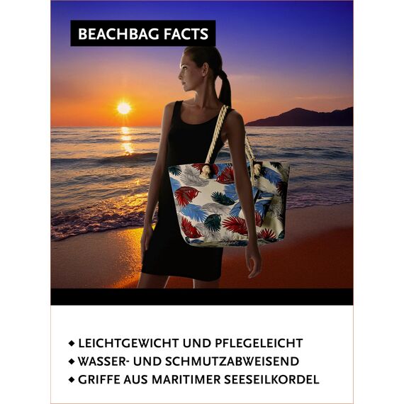 DonDon große Strandtasche XXL mit Reißverschluss - Umhängetasche Damen - große Badetasche für Urlaub vielseitige Shopper Tasche Damen für Strand Urlaub Must Haves Beach bag - Japanese Garden