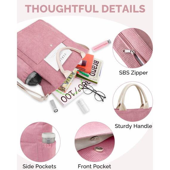 Prite Shopper Tasche Damen Groß Cordtaschen Tote Bag Cord Beuteltasche Stofftasche mit Verstellbarem Schultergurt für Arbeit Reisen Einkaufen Schule College