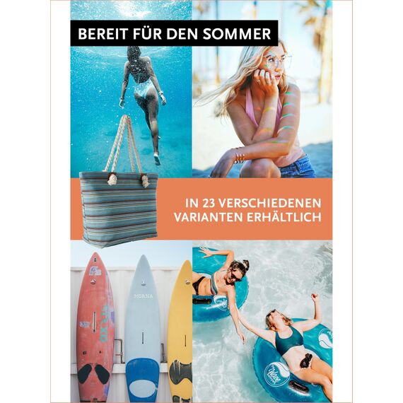 DonDon große Strandtasche XXL mit Reißverschluss - Umhängetasche Damen - große Badetasche für Urlaub vielseitige Shopper Tasche Damen für Strand Urlaub Must Haves Beach bag - Classic