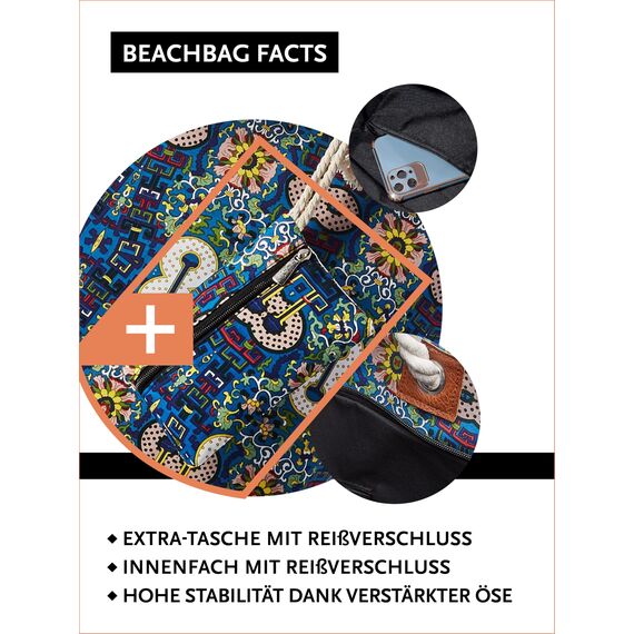 DonDon große Strandtasche XXL mit Reißverschluss - Umhängetasche Damen - große Badetasche für Urlaub vielseitige Shopper Tasche Damen für Strand Urlaub Must Haves Beach bag - Kunstwelten
