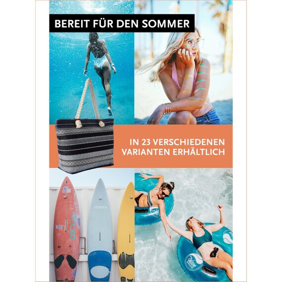 DonDon große Strandtasche XXL mit Reißverschluss - Umhängetasche Damen - große Badetasche für Urlaub vielseitige Shopper Tasche Damen für Strand Urlaub Must Haves Beach bag - Baltic Dream