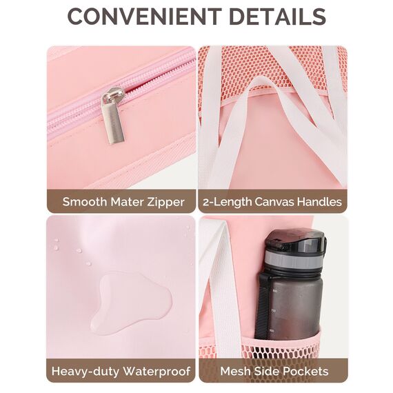 HOMESPON Strandtasche Damen mit Reißverschluss Große Wasserdicht Mesh Badetasche Familie Faltbar Beach Tote Bag Shopper