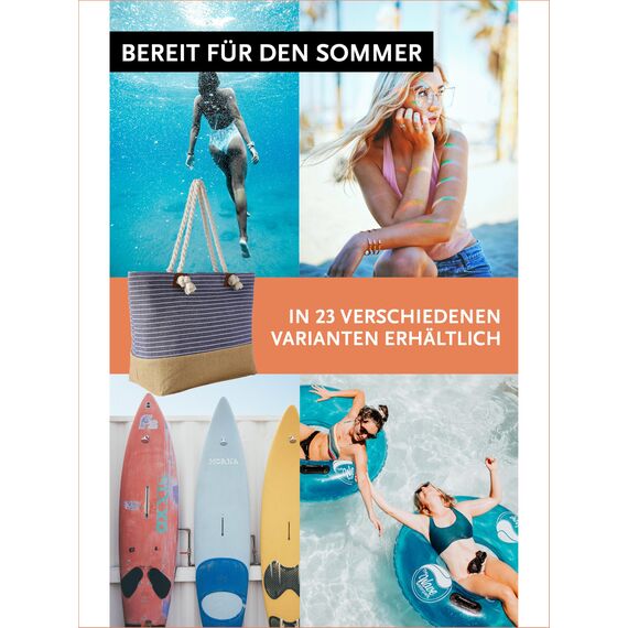 DonDon große Strandtasche XXL mit Reißverschluss - Umhängetasche Damen - große Badetasche für Urlaub vielseitige Shopper Tasche Damen für Strand Urlaub Must Haves Beach bag - Gestreift blau