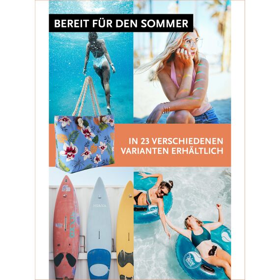 DonDon große Strandtasche XXL mit Reißverschluss - Umhängetasche Damen - große Badetasche für Urlaub vielseitige Shopper Tasche Damen für Strand Urlaub Must Haves Beach bag - Blumenpracht