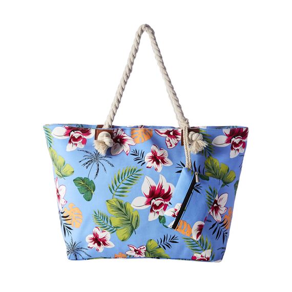 DonDon große Strandtasche XXL mit Reißverschluss - Umhängetasche Damen - große Badetasche für Urlaub vielseitige Shopper Tasche Damen für Strand Urlaub Must Haves Beach bag - Blumenpracht