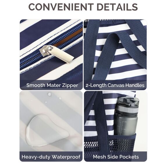 HOMESPON Strandtasche Damen mit Reißverschluss Große Wasserdicht Mesh Badetasche Familie Faltbar Beach Tote Bag Shopper