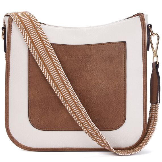 BOSTANTEN umhängetasche damen mittelgroß Handtaschen damen-schultertaschen aus PU Leder shopper tasche für Frauen Hobo Crossbody Bags mit verstellbarem Farbigem Riemen Beige Braun