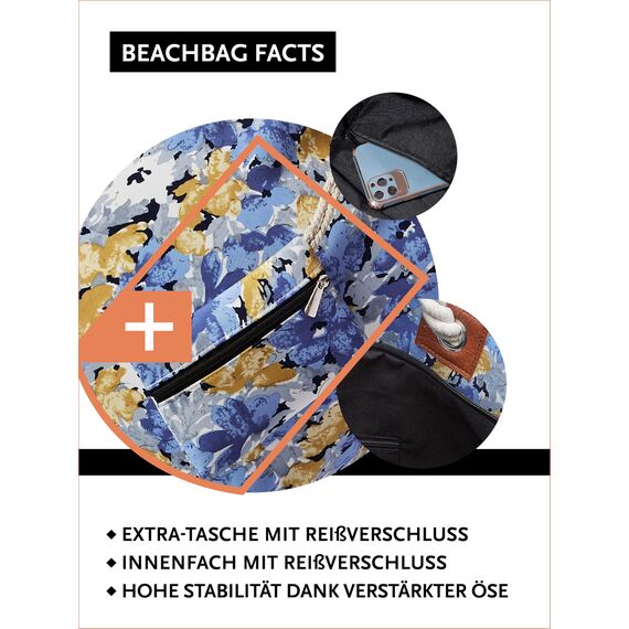 DonDon große Strandtasche XXL mit Reißverschluss - Umhängetasche Damen - große Badetasche für Urlaub vielseitige Shopper Tasche Damen für Strand Urlaub Must Haves Beach bag - Aquarell