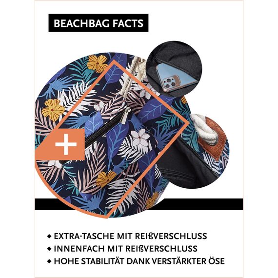 DonDon große Strandtasche XXL mit Reißverschluss - Umhängetasche Damen - große Badetasche für Urlaub vielseitige Shopper Tasche Damen für Strand Urlaub Must Haves Beach bag - Südsee Traum