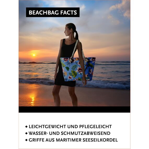 DonDon große Strandtasche XXL mit Reißverschluss - Umhängetasche Damen - große Badetasche für Urlaub vielseitige Shopper Tasche Damen für Strand Urlaub Must Haves Beach bag - Blumenpracht