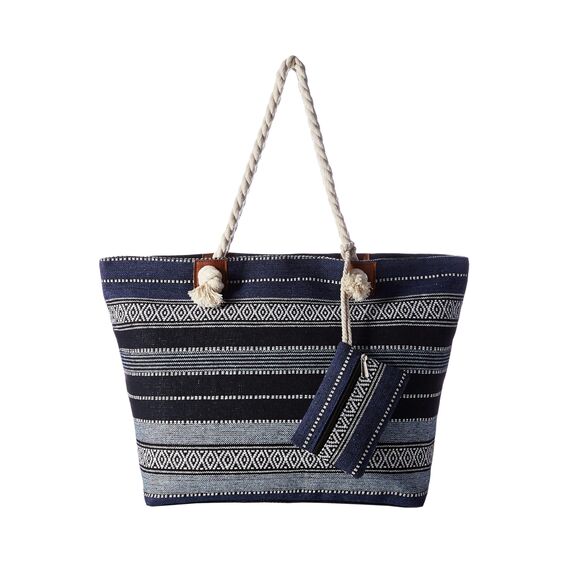 DonDon große Strandtasche XXL mit Reißverschluss - Umhängetasche Damen - große Badetasche für Urlaub vielseitige Shopper Tasche Damen für Strand Urlaub Must Haves Beach bag - Baltic Dream