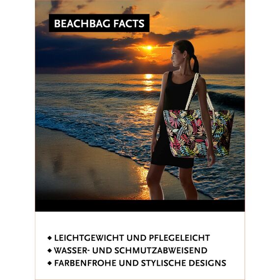 DonDon große Strandtasche XXL mit Reißverschluss - Umhängetasche Damen - große Badetasche für Urlaub vielseitige Shopper Tasche Damen für Strand Urlaub Must Haves Beach bag - Vintage Flower