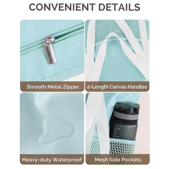 HOMESPON Strandtasche Damen mit Reißverschluss Große Wasserdicht Mesh Badetasche Familie Faltbar Beach Tote Bag Shopper