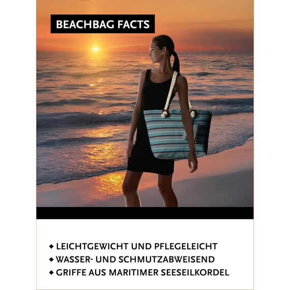 DonDon große Strandtasche XXL mit Reißverschluss - Umhängetasche Damen - große Badetasche für Urlaub vielseitige Shopper Tasche Damen für Strand Urlaub Must Haves Beach bag - Classic