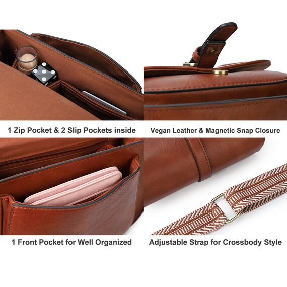AFKOMST Umhängetasche für Damen Kleiner Beutel und Schultertasche Vintage Sattel Handtaschen Veganes Leder, Small