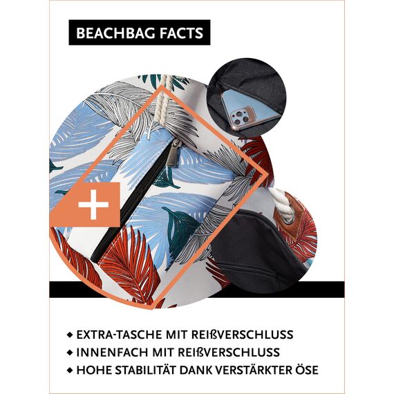 DonDon große Strandtasche XXL mit Reißverschluss - Umhängetasche Damen - große Badetasche für Urlaub vielseitige Shopper Tasche Damen für Strand Urlaub Must Haves Beach bag - Japanese Garden