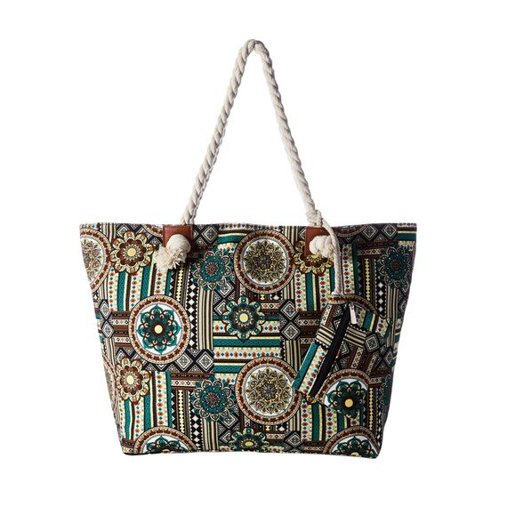DonDon Strandtasche XXL Familie Badetasche Damen Beach bag groß mit Reißverschluss - 90s