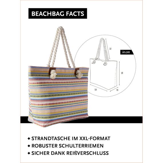 DonDon große Strandtasche XXL mit Reißverschluss - Umhängetasche Damen - große Badetasche für Urlaub vielseitige Shopper Tasche Damen für Strand Urlaub Must Haves Beach bag - Monstera