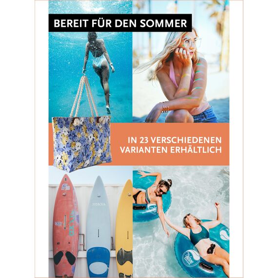DonDon große Strandtasche XXL mit Reißverschluss - Umhängetasche Damen - große Badetasche für Urlaub vielseitige Shopper Tasche Damen für Strand Urlaub Must Haves Beach bag - Aquarell