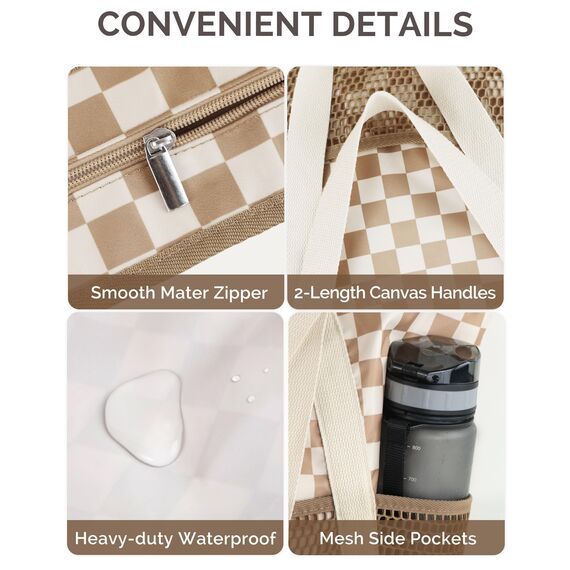 HOMESPON Strandtasche Damen mit Reißverschluss Große Wasserdicht Mesh Badetasche Familie Faltbar Beach Tote Bag Shopper