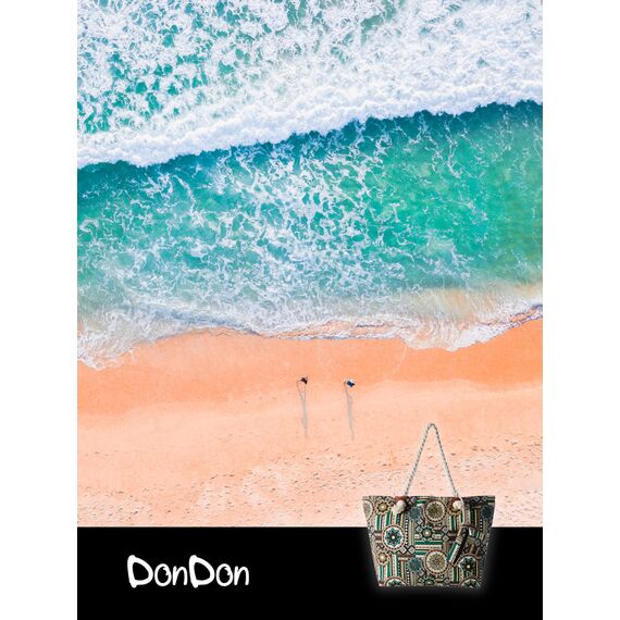 DonDon Strandtasche XXL Familie Badetasche Damen Beach bag groß mit Reißverschluss - 90s
