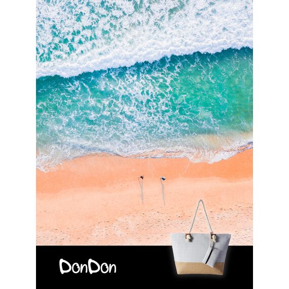 DonDon große Strandtasche XXL mit Reißverschluss - Umhängetasche Damen - große Badetasche für Urlaub vielseitige Shopper Tasche Damen für Strand Urlaub Must Haves Beach bag - Karo grau