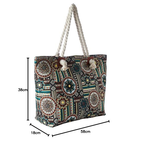 DonDon Strandtasche XXL Familie Badetasche Damen Beach bag groß mit Reißverschluss - 90s