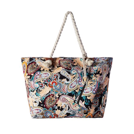 DonDon große Strandtasche XXL mit Reißverschluss - Umhängetasche Damen - große Badetasche für Urlaub vielseitige Shopper Tasche Damen für Strand Urlaub Must Haves Beach bag - Paisley