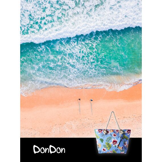 DonDon große Strandtasche XXL mit Reißverschluss - Umhängetasche Damen - große Badetasche für Urlaub vielseitige Shopper Tasche Damen für Strand Urlaub Must Haves Beach bag - Blumenpracht