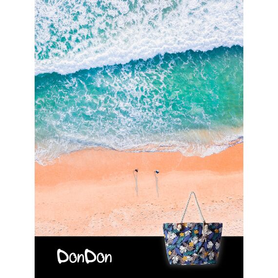 DonDon große Strandtasche XXL mit Reißverschluss - Umhängetasche Damen - große Badetasche für Urlaub vielseitige Shopper Tasche Damen für Strand Urlaub Must Haves Beach bag - Südsee Traum