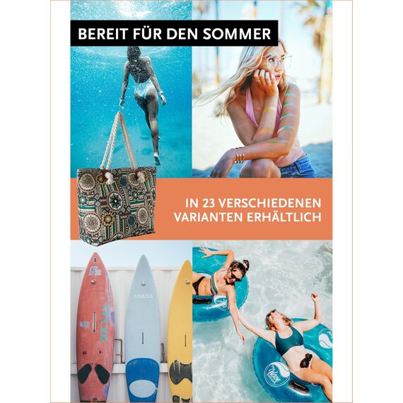 DonDon Strandtasche XXL Familie Badetasche Damen Beach bag groß mit Reißverschluss - 90s