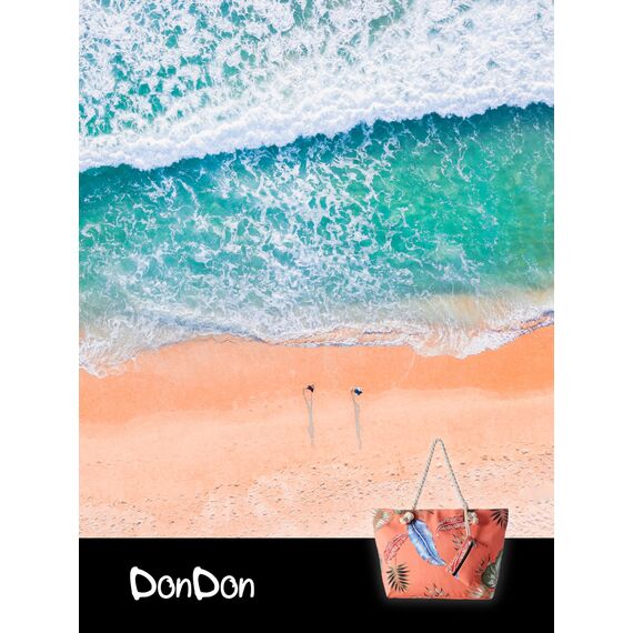 DonDon große Strandtasche XXL mit Reißverschluss - Umhängetasche Damen - große Badetasche für Urlaub vielseitige Shopper Tasche Damen für Strand Urlaub Must Haves Beach bag - Flashy Leaf