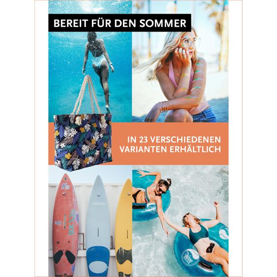 DonDon große Strandtasche XXL mit Reißverschluss - Umhängetasche Damen - große Badetasche für Urlaub vielseitige Shopper Tasche Damen für Strand Urlaub Must Haves Beach bag - Südsee Traum