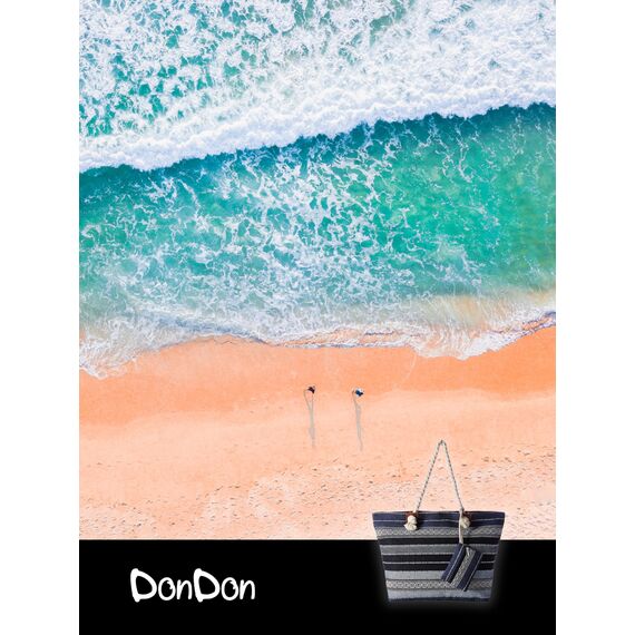 DonDon große Strandtasche XXL mit Reißverschluss - Umhängetasche Damen - große Badetasche für Urlaub vielseitige Shopper Tasche Damen für Strand Urlaub Must Haves Beach bag - Baltic Dream