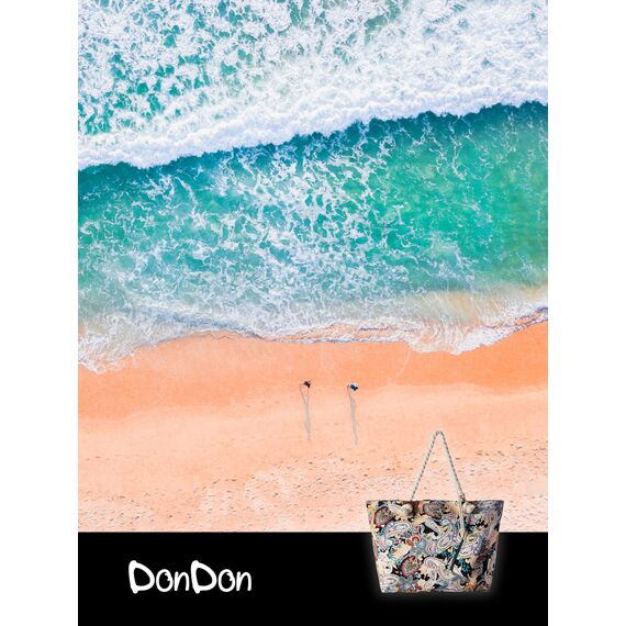 DonDon große Strandtasche XXL mit Reißverschluss - Umhängetasche Damen - große Badetasche für Urlaub vielseitige Shopper Tasche Damen für Strand Urlaub Must Haves Beach bag - Paisley