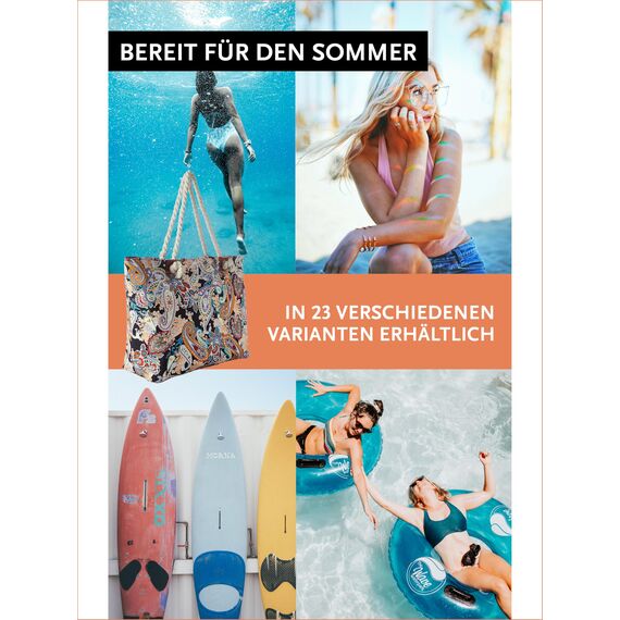 DonDon große Strandtasche XXL mit Reißverschluss - Umhängetasche Damen - große Badetasche für Urlaub vielseitige Shopper Tasche Damen für Strand Urlaub Must Haves Beach bag - Paisley