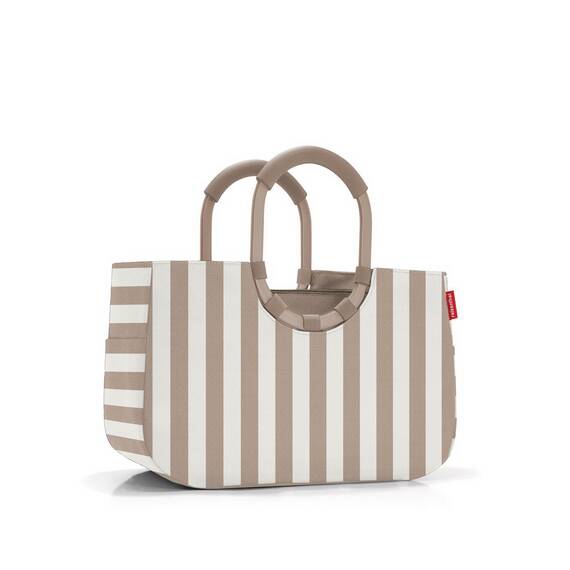 reisenthel loopshopper M summerstripes coffee – Stabile Tasche mit praktischen Fächern aus recycelten PET-Flaschen – Eleganz beim Einkaufen, viel Funktion inklusive!