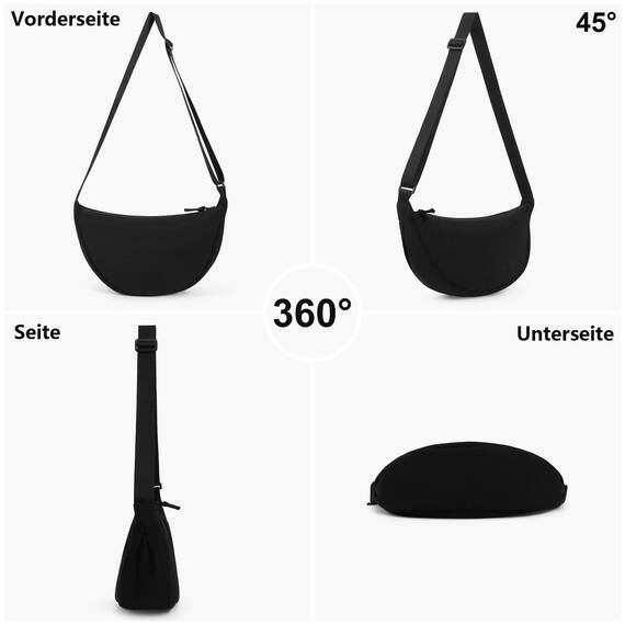 TIAASTAP Damen Halbmond Crossbody Umhängetasche, Unisex Hobo Crossbody Bag, Wasserdichte Leichtes Nylon Bauchtasche mit verstellbarer Schultergurt Für Alltag & Freizeit
