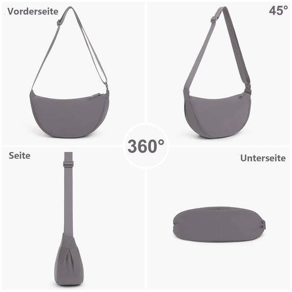 TIAASTAP Damen Halbmond Crossbody Umhängetasche, Unisex Hobo Crossbody Bag, Wasserdichte Leichtes Nylon Bauchtasche mit verstellbarer Schultergurt Für Alltag & Freizeit