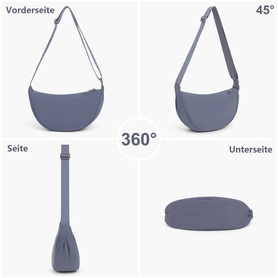 TIAASTAP Damen Halbmond Crossbody Umhängetasche, Unisex Hobo Crossbody Bag, Wasserdichte Leichtes Nylon Bauchtasche mit verstellbarer Schultergurt Für Alltag & Freizeit