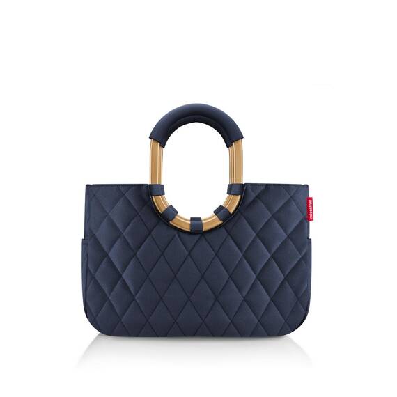 reisenthel loopshopper M frame rhombus midnight gold – Stabile Tasche mit praktischen Fächern aus recycelten PET-Flaschen – Eleganz beim Einkaufen, viel Funktion inklusive!