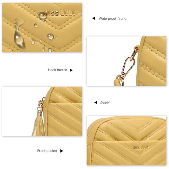 Miss Lulu Umhängetasche Damen Klein, Handytasche zum Umhängen aus PU Leder, Crossbody Bag mit Verstellbarem Gurt, Umhängetaschen Schultertaschen mit 4 Fächern