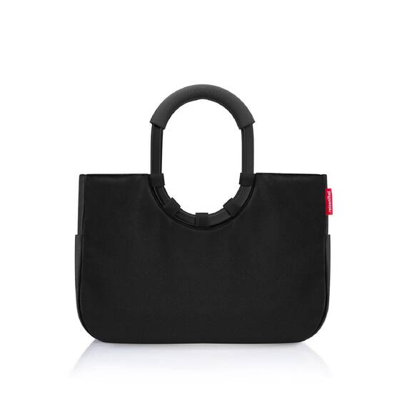 reisenthel loopshopper M Frame Black/Black – Stabile Tasche mit praktischen Fächern aus recycelten PET-Flaschen – Eleganz beim Einkaufen, viel Funktion inklusive!