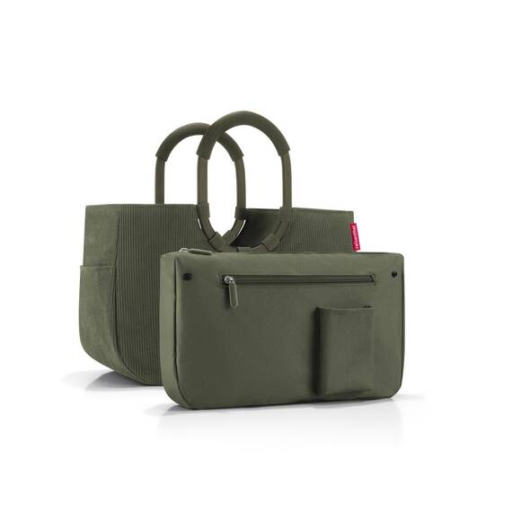 reisenthel loopshopper M cord dark matcha – Stabile Tasche mit praktischen Fächern aus recycelten PET-Flaschen – Eleganz beim Einkaufen, viel Funktion inklusive!