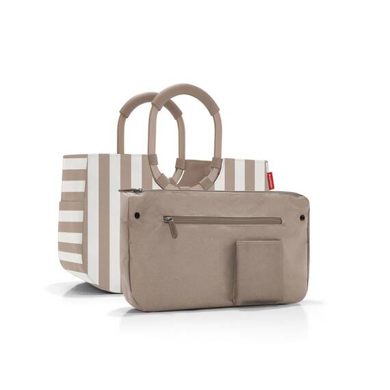 reisenthel loopshopper M summerstripes coffee – Stabile Tasche mit praktischen Fächern aus recycelten PET-Flaschen – Eleganz beim Einkaufen, viel Funktion inklusive!
