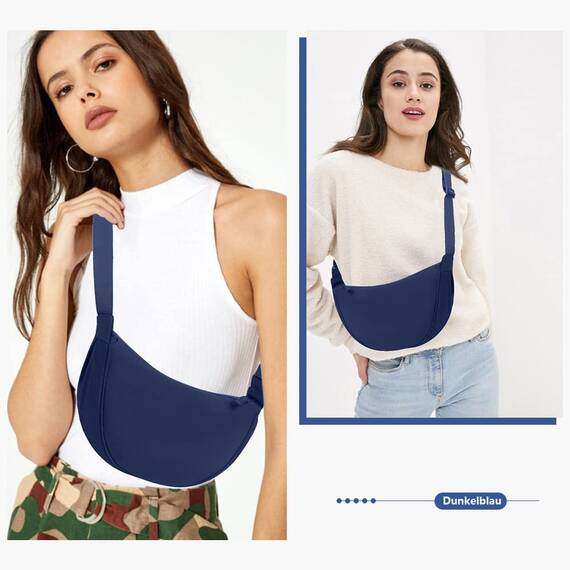TIAASTAP Damen Halbmond Crossbody Umhängetasche, Unisex Hobo Crossbody Bag, Wasserdichte Leichtes Nylon Bauchtasche mit verstellbarer Schultergurt Für Alltag & Freizeit