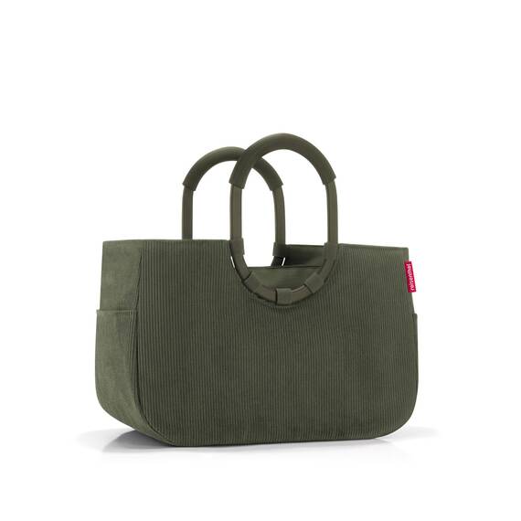 reisenthel loopshopper M cord dark matcha – Stabile Tasche mit praktischen Fächern aus recycelten PET-Flaschen – Eleganz beim Einkaufen, viel Funktion inklusive!
